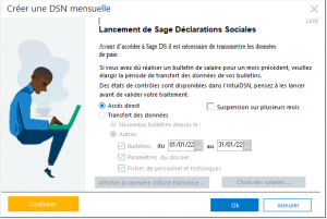 Fenêtre Créer une DSN mensuelle